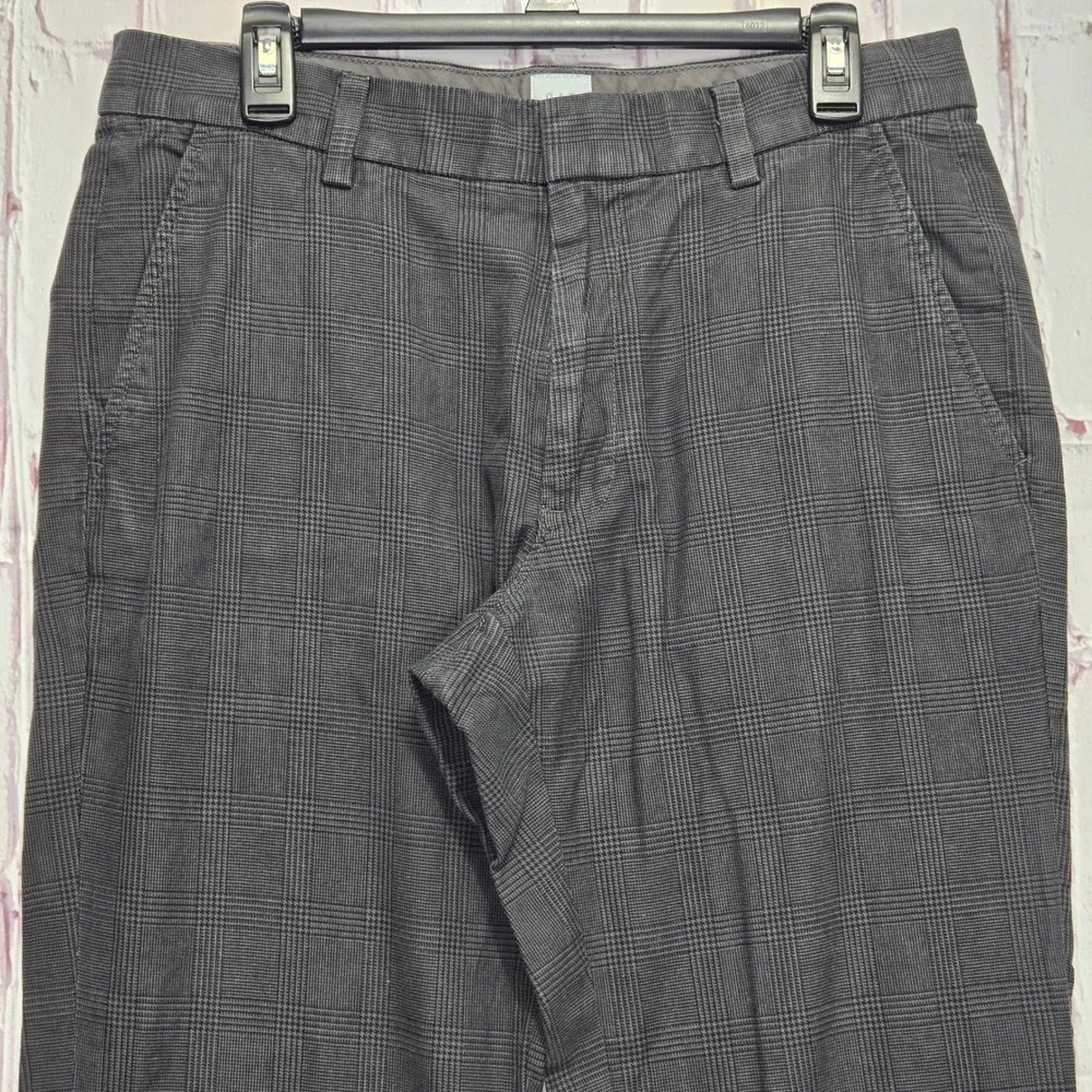 Gap Straight Fit Pants Black Grey Plaid Cotton Glen Check Trousers Mens 33x30